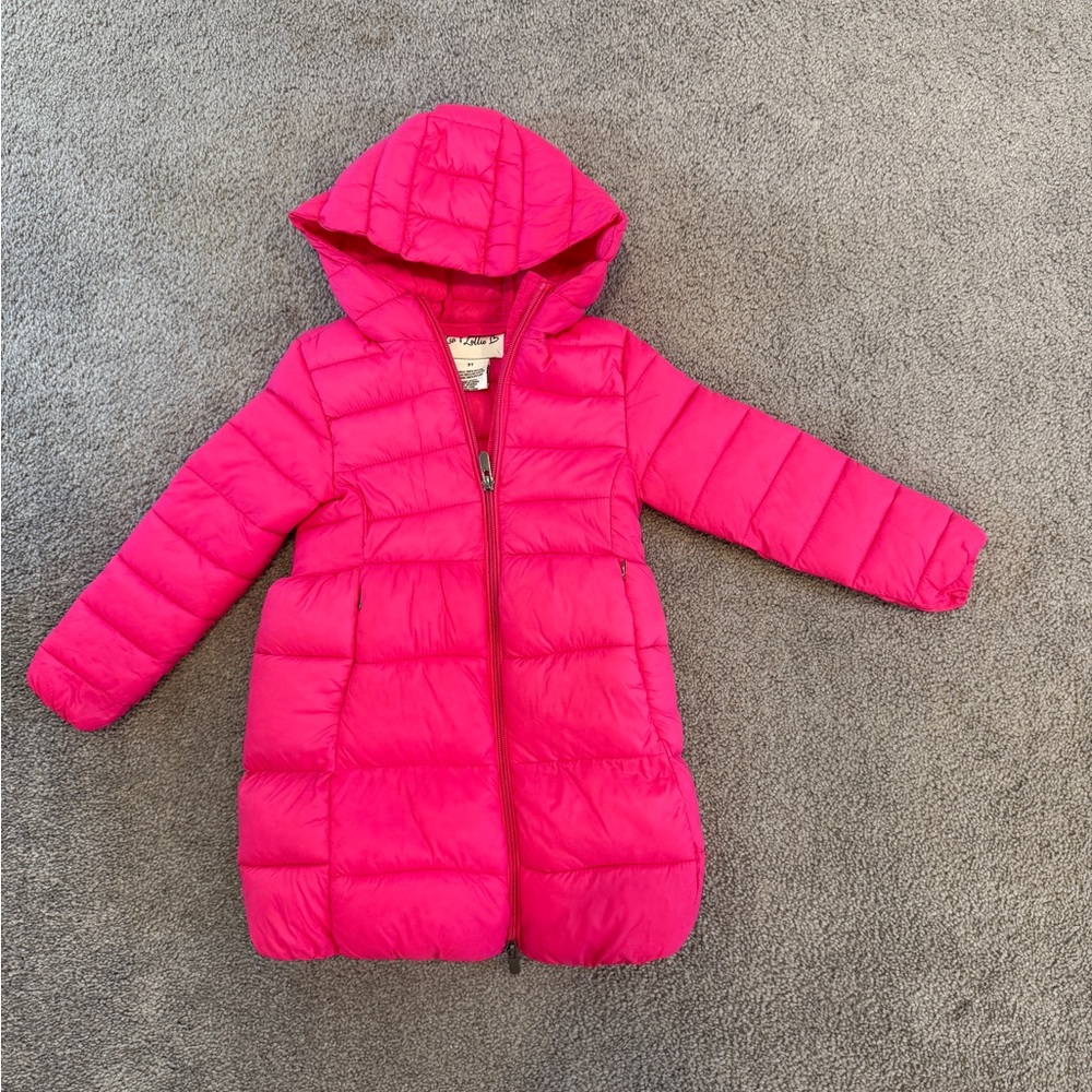 Toddler Bright Pink Hooded Long Puffer Jacket
